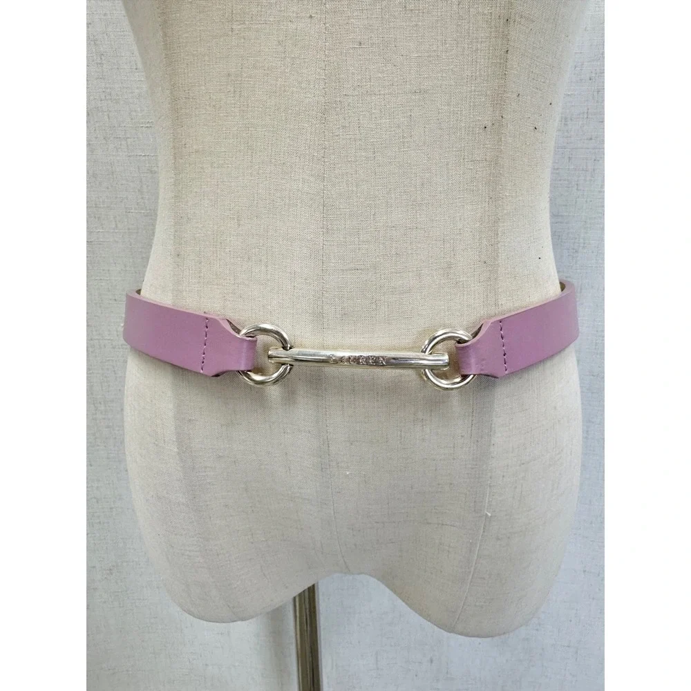 Lauren Ralph Lauren Italian Leather Purple Metal Bar Belt Adjustable L/XL Preppy
